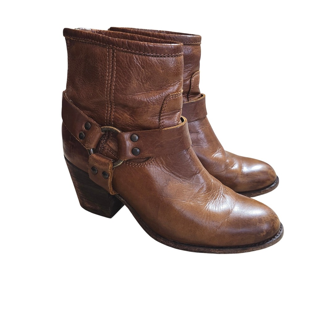 Frye Tabitha Harness Short Boots Cognac Women's 6 Western Ranchcore Equestrian